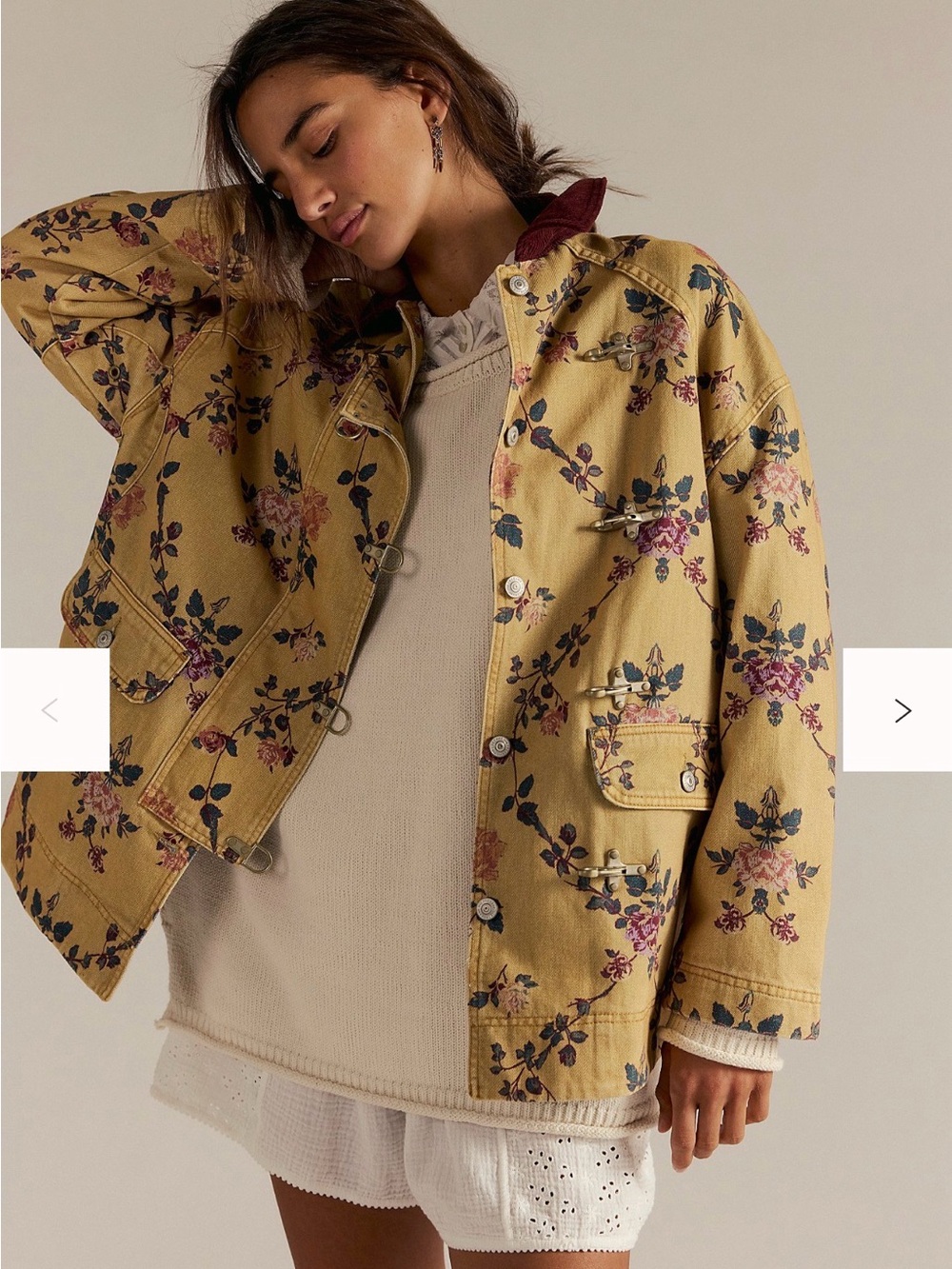 Free People Printed Denim Barn Coat *NEW*